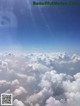 A view of the sky from an airplane window.