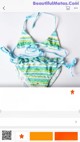 a blue and green bikini on a white background