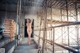 A naked woman standing in a building under construction.